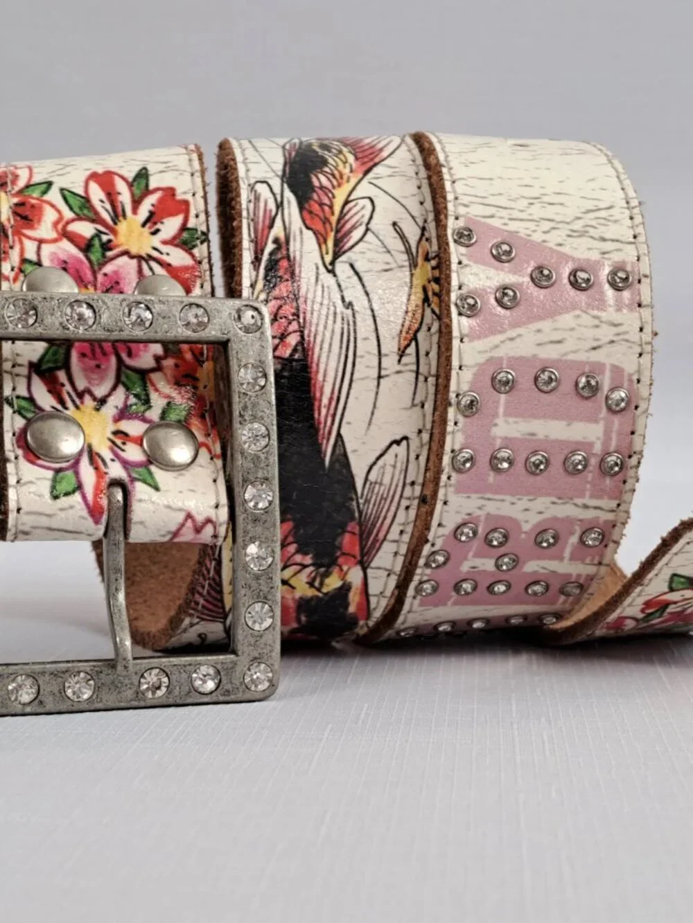 Vintage ED HARDY Koi Fish Leather Belt
